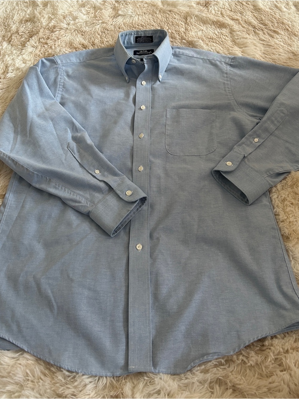 Stafford Light Blue Oxford Button-Down Shirt with Chest Pocket